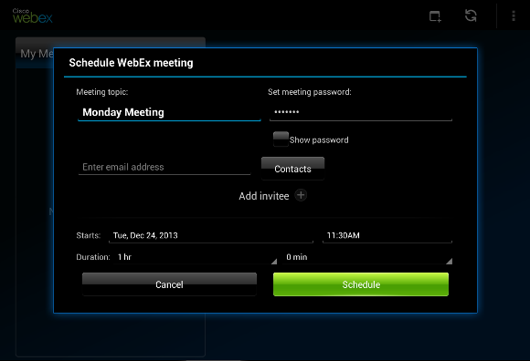 Cisco WebEx Meetings – Schedule a Meeting