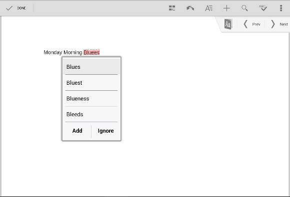 Quickoffice – Spell-check in document editor