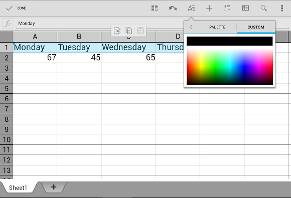 Quickoffice – Editing and formatting spreadsheets